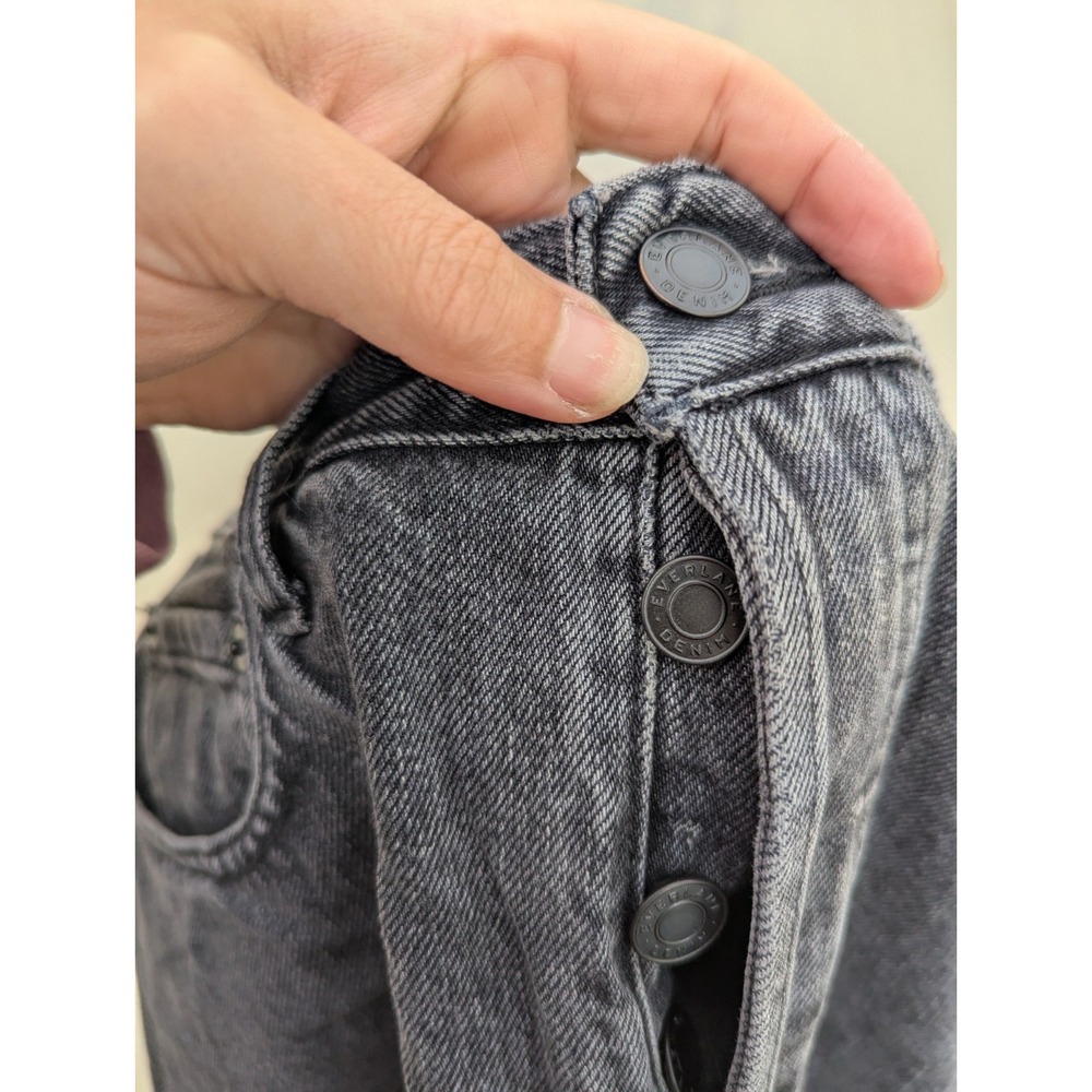 Everlane The 90s Cheeky Jeans Organic Cotton Black Distressed Ankle Size 26 - Picture 6 of 8